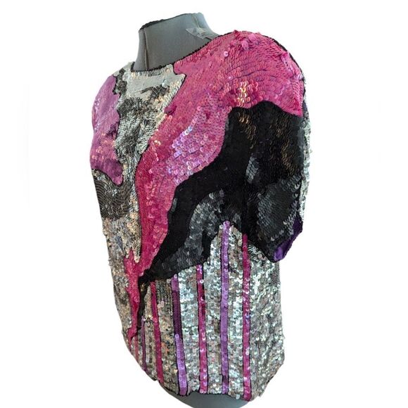 Vintage Metamorphosis sparkly‎ sequin top silk - Picture 5 of 9